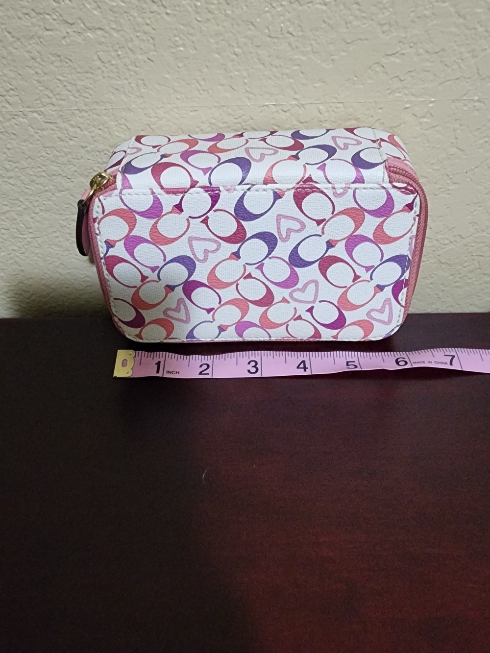 Coach Pink Multicolor Signature Cosmetic Pouch